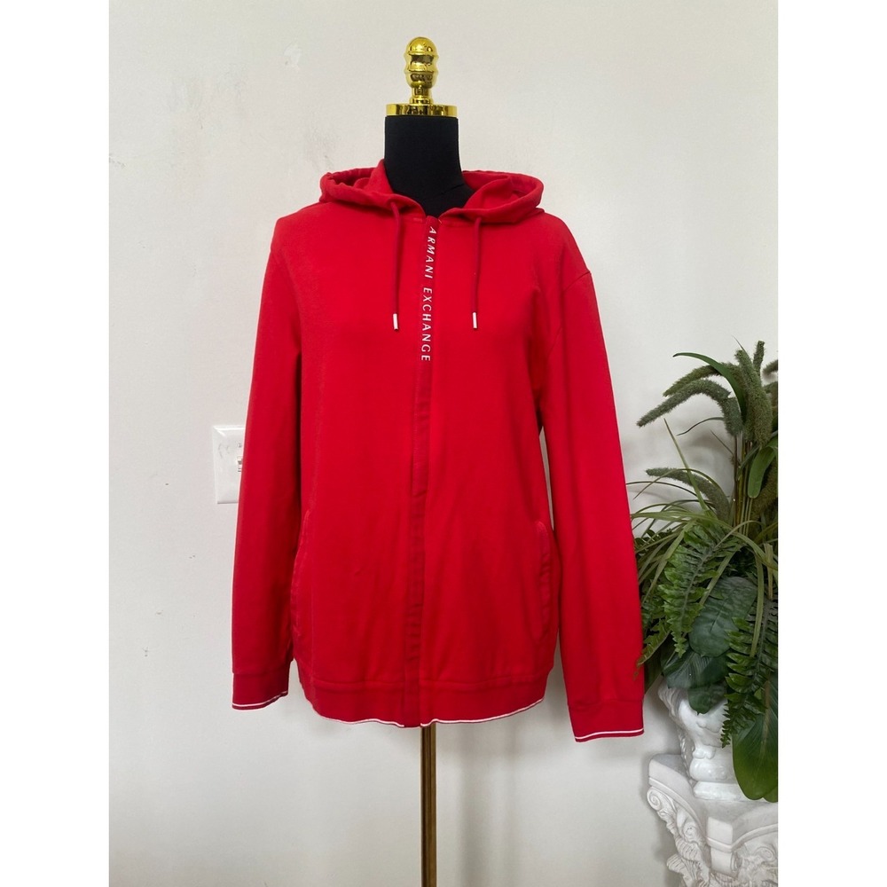 Armani Exchange Men's Red Spell Out Full Zip Hoodie Jacket Size XL/TG/EG EUC!